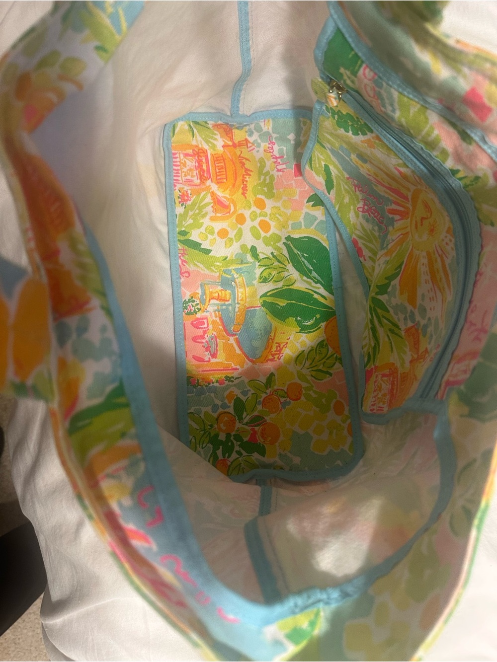 Lilly Pulitzer Sunshine State Palm Beach Florida Tote BeachBag Citrus Preppy - Picture 4 of 4